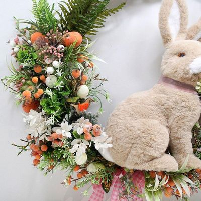 Guirlanda Enfeite De Páscoa Coelho Decorativa Arranjos 60cm