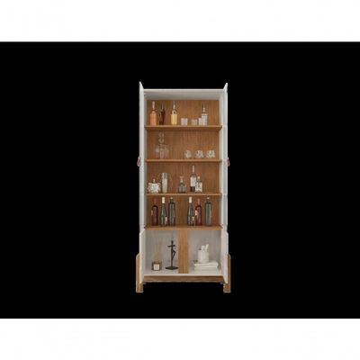 Cristaleira 2 Portas C- Prateleiras Para Vinhos E Taças Luna Off-white-cedro