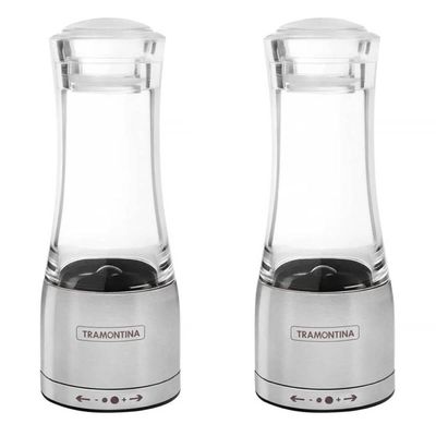 Kit 2 Moedores de Sal Pimenta Tramontina Inox com Moinho Cerâmica Realce