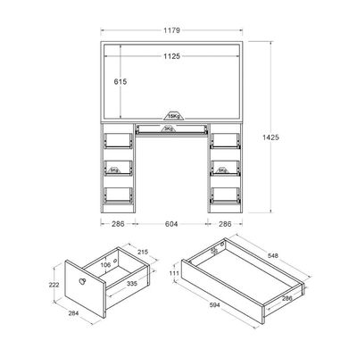 Penteadeira Ditália 7 Gavetas Pe-80 Branco Com Kit Luz Camarim