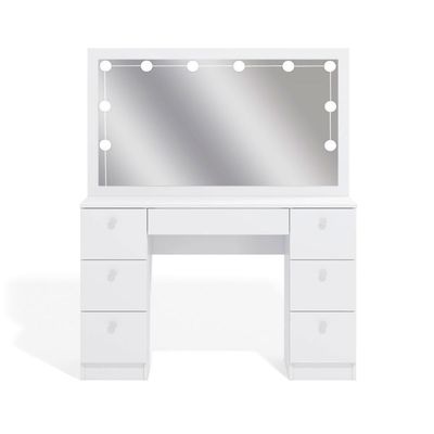 Penteadeira Ditália 7 Gavetas Pe-80 Branco Com Kit Luz Camarim