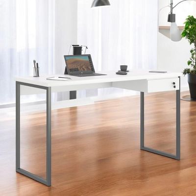 Mesa Home Office Escrivaninha Industriale 1,00 Branco Com Gaveteiro