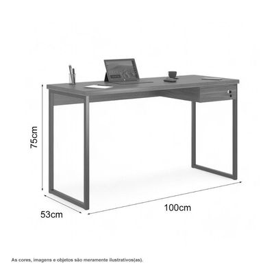 Mesa Home Office Escrivaninha Industriale 1,00 Branco Com Gaveteiro