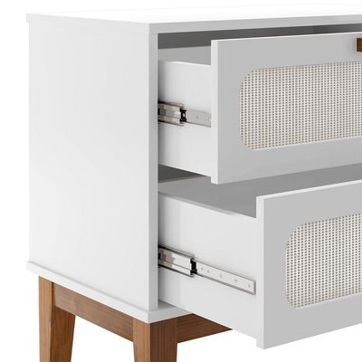 Mesa De Cabeceira Quarto 2 Gavetas Santorini 60 Cm Com Telinha Indiana Branco