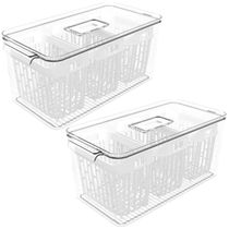 Kit 2 Organizadores de Geladeira 6l Com 6 Cestos Plásticos Frutas Dry Coza Grande Cozinha