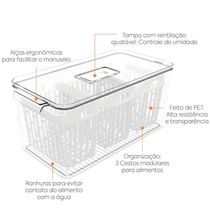 Kit 2 Organizadores de Geladeira 6l Com 6 Cestos Plásticos Frutas Dry Coza Grande Cozinha