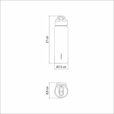 Garrafa Térmica com Canudo 650ml Preta Tramontina Squeeze Aço Parede Dupla Gelado