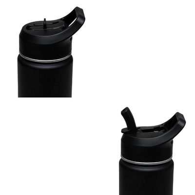 Garrafa Térmica com Canudo 650ml Preta Tramontina Squeeze Aço Parede Dupla Gelado