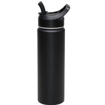 Garrafa Térmica com Canudo 650ml Preta Tramontina Squeeze Aço Parede Dupla Gelado