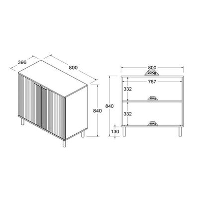 Aparador Buffet Ditália 2 Portas R-632 Branco