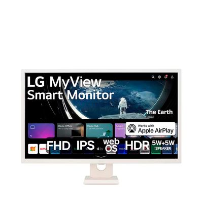 Monitor LG 32 Polegadas MyView Smart 32SR50F-W com Tela IPS, Full HD, WebOs, Screen Share, HDR10, ThinQ, Air Play 2, Bluetooth, USB e HDMI Branco / Bivolt