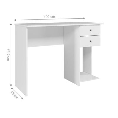 Mesa Escrivaninha Cristal C/ 2 Gaveteiro E Espaço Para Cpu Branco/branco