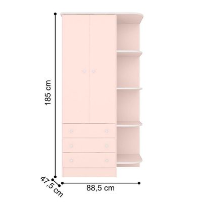 Guarda-roupa Infantil 2 Portas Doce Sonho Rosa Acetinado