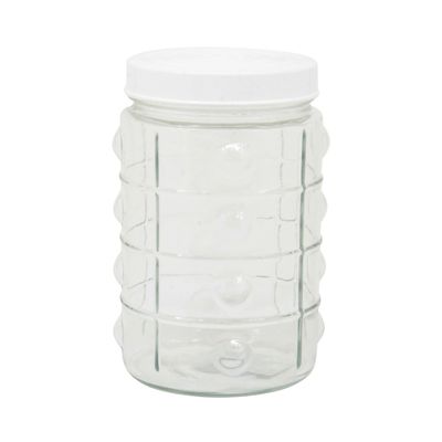 Pote de Vidro Le Classic Redondo Tampa Branca 1,35L