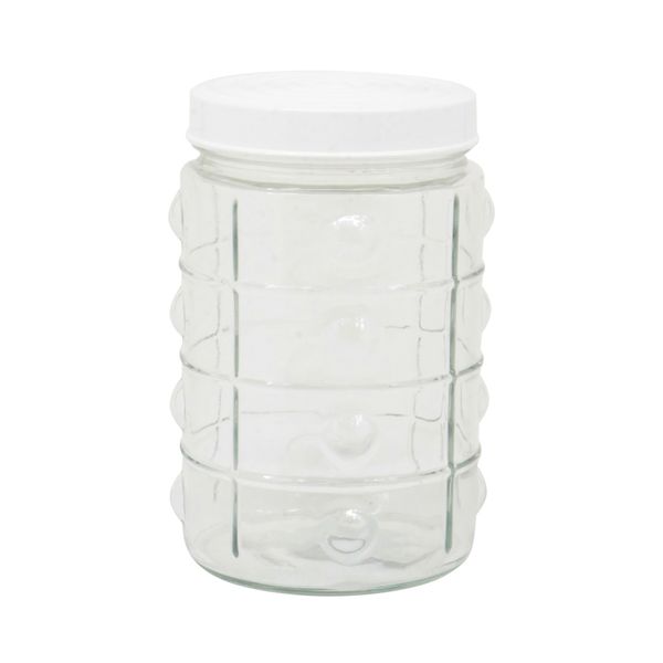 Pote de Vidro Le Classic Redondo Tampa Branca 1,35L Pote de Vidro Le Classic Redondo Tampa Branca 1,35L