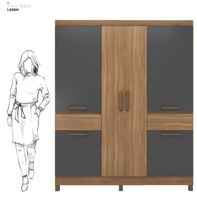 Guarda Roupa Casal Máua Amêndola Grafito Prime - Demóbile