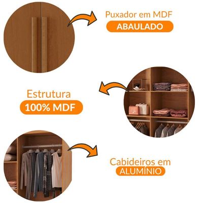 Guarda Roupa Casal Heros Com 8 Portas E 4 Gavetas Moderna Naturalle