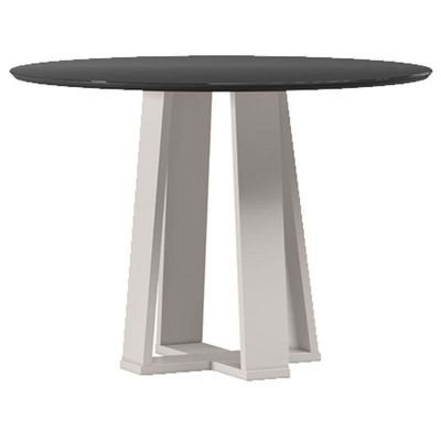 Mesa De Jantar 100x100 Cm Isabela Com Vidro Off White Preto – New Ceval