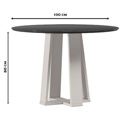 Mesa De Jantar 100x100 Cm Isabela Com Vidro Off White Preto – New Ceval