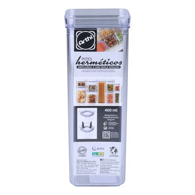 Pote Hermético 400ML Quadrado Arthi