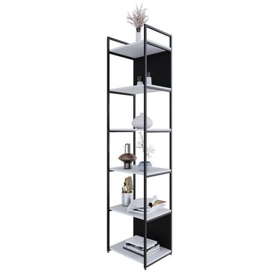 Estante Alta C/06 Prateleiras 185x45x33cm C/fundo Yon Branco Tx/est.preta Branco Tx/est.preta