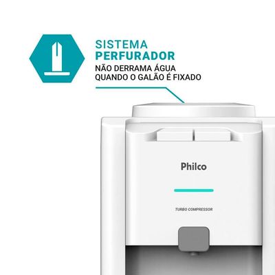 Bebedouro de Água Philco PBE80A com Sistema Eletrônico e Gás Refrigerante R600a Branco / 110V