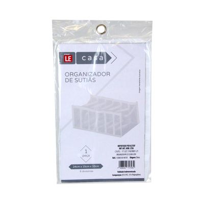 Organizador Le Clear PVC Transparente com 6 Divisórias