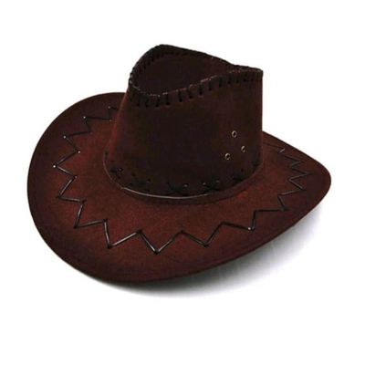 Chapéu De Cowboy Unissex Estilo Camurça Com Abam Custura Externa Robustica Cor:marrom