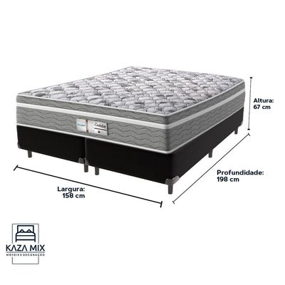 Cama Box Preto E Colchão Queen Evolution Probel