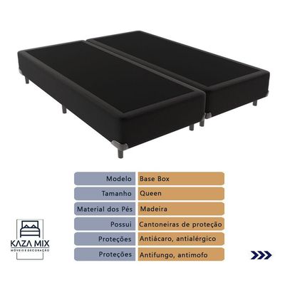 Cama Box Preto E Colchão Queen Evolution Probel