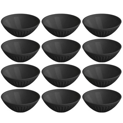 12 Cumbucas Tigelas Plásticas Preta 400ml Bowl Sushi Sobremesa Restaurante Hotel