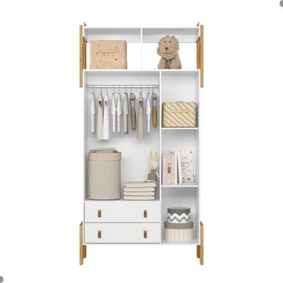 Guarda-roupa 3 Portas 2 Gavetas Com Nicho Fantasia Branco Acetinado