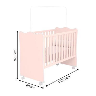 Berço Aurora Grades Laterais Rosa Acetinado