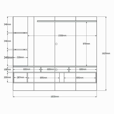 Painel Intense P- Tvs Até 55'' C- Gaveteiros E Prateleiras Suporte Para Itens - Freijo Ripado-off White Perolizado