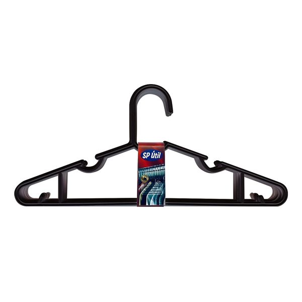Conjunto de Cabides de Plástico SP Util Slim Luxo Preto 10 Unidades