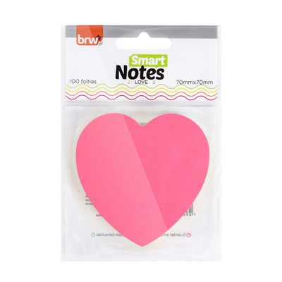 Bloco Adesivo BRW Smart Notes Coração Colorido Neon com 100 Folhas 70x70mm