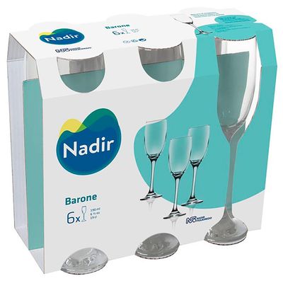 Conjunto de Taças para Espumante Nadir Barone 190 ml Transparente