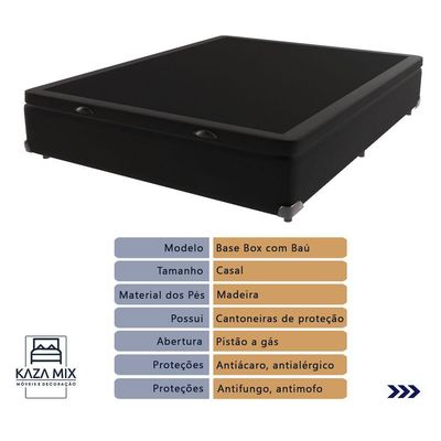 Cama Box Baú Casal E Colchão Black Graphite Molas Ensacadas Preto
