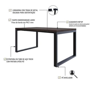 Mesa De Jantar Queens 160x90x77cm Qemj9160 Terracota - Est.preta Terracota/est.preta