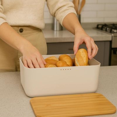 Porta Pão com Tampa Migalheira Caixa Alimentos 33cm Doces Salgados Ou Organizador