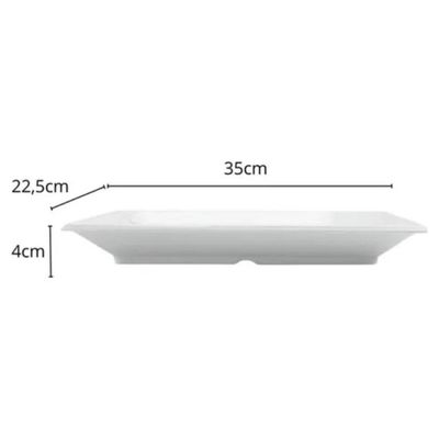 Kit 2 Travessas Melamina Branca 35x22,5cm Wolff Cozinha Bandeja Servir Porções Retangular