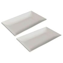 Kit 2 Travessas Melamina Branca 35x22,5cm Wolff Cozinha Bandeja Servir Porções Retangular
