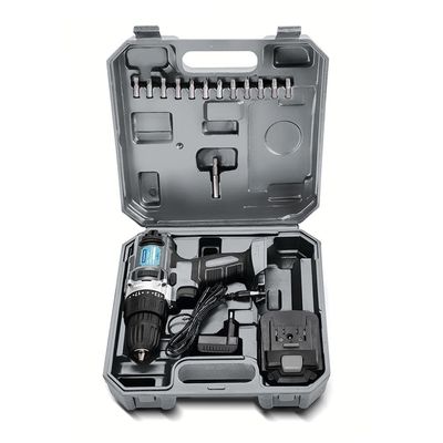 Parafusadeira Furadeira Tramontina com Maleta e Bateria 12V - 16 Peças Cinza com Preto / 12V