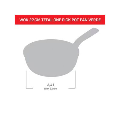 Panela Wok Tefal One Pick Pot 22cm Alumínio Antiaderente Indução Tampa Vidro Verde Verde