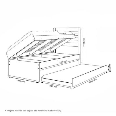 Cama Solteiro Larissa Com Auxiliar Branca Framar