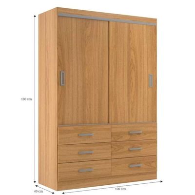 Guarda Roupa Casal Veneza Premium 2 Por. De Correr 6 Gavetas