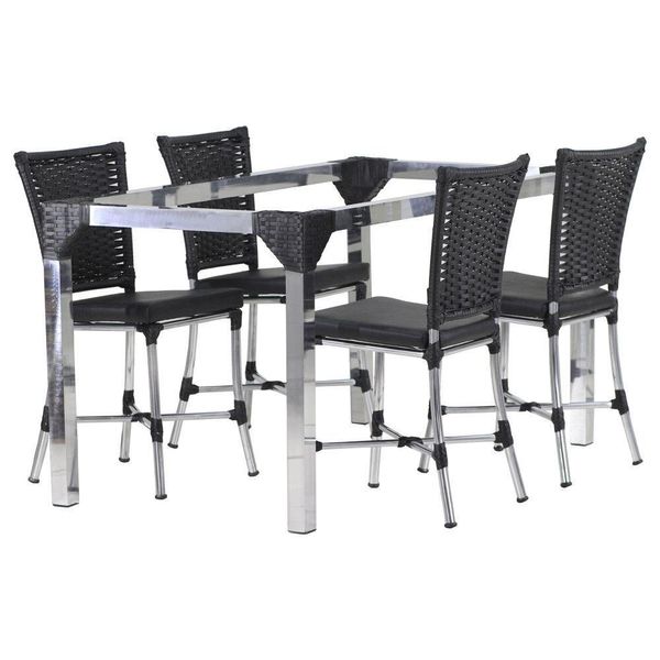 Conjunto 4 Cadeiras Angra E Mesa De Jantar Haiti Em Alumínio Cappuccino