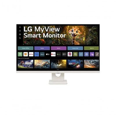 "Monitor LG Myview Smart 32SR73U-W Tela UHD 4K 32"" WebOs ThinQ Home Air Play Screen Share Bluetooth"