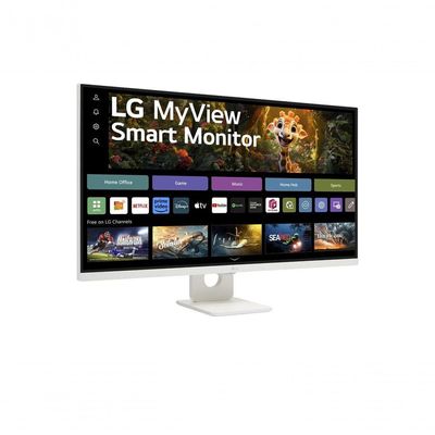 "Monitor LG Myview Smart 32SR73U-W Tela UHD 4K 32"" WebOs ThinQ Home Air Play Screen Share Bluetooth"