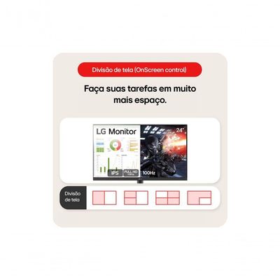 Monitor LG 24 IPS Full HD 100Hz HDMI Ajuste de Inclinação 24MS500-B